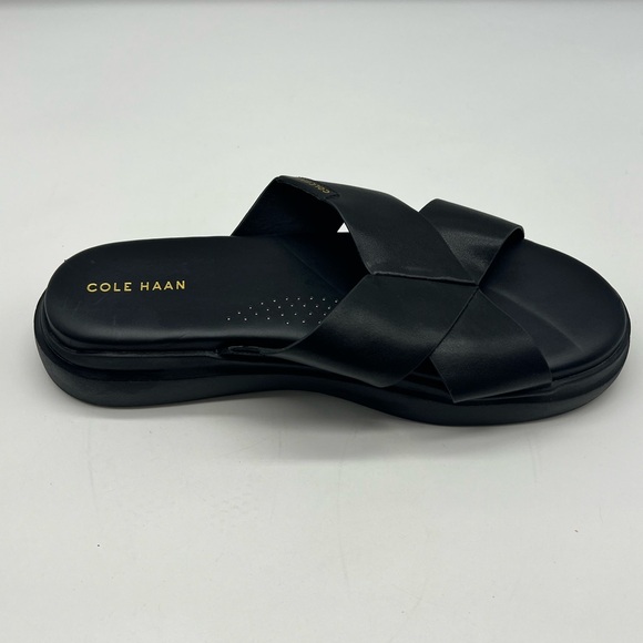 Cole Haan - Grandpro Rally Criss Cross Slide Black Leather Sandal Size 9 - Picture 13 of 15